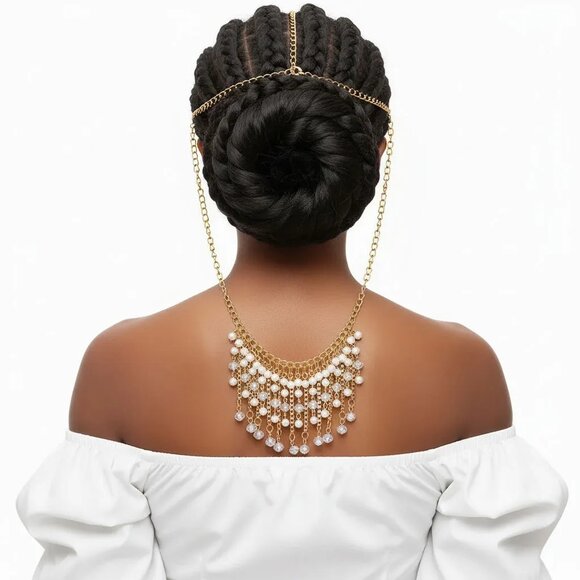 Gold and Cream Pearl Head Chain